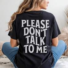 Camiseta "Por favor, no me hables", Camiseta Divertida para Introvertidos, Camiseta con Frases en la Espalda, Regalo para Introvertidos, Camiseta con Frases Divertidas, Regalo Divertido para - Negro - Ver 1