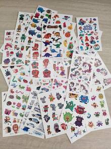 30pcs Cartoon Temporary Tattoo Stickers, Unicorn, Dinosaur, Mermaid Designs, Waterproof, Perfect Gift For Birthday Party - Multicolor - View 8