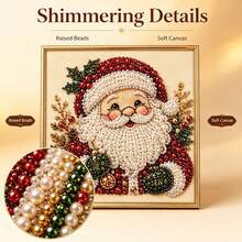 Christmas Pearl Beaded Diamond Painting Kit With Frame, Holiday Wall Decor For Adults, Elegant Home Wall Display, Thoughtful Holiday Gift For Family And Friends, Ideal Christmas Gift For Living Room, Bedroom And Indoor Decoration - A - View 4