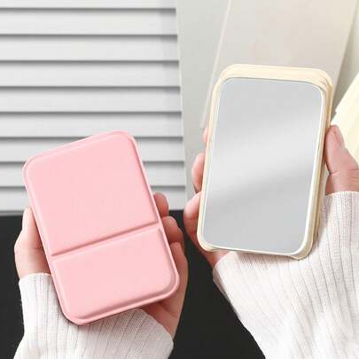 Small Makeup Mirror, Simpleini Style Portable Makeup Mirror, Portable PU Leather Mirror, Desktop Makeup Mirror, Foldable Lightweight Ultra-Thin Portable Handheld Makeup Mirror, Travel Small Makeup Mirror, Foldable Portable Small Mirror