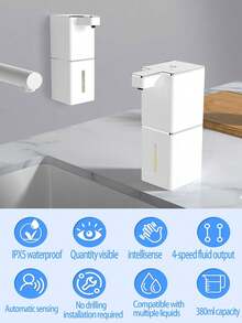 Dispenser Sabun Cair Otomatis Sensor Baru, Sabun Tangan Lintas Batas, Dispenser Sabun Busa Elektrik yang Dipasang di Dinding, Seri P11, Desain Botol Gelombang Elegan, Dapat Diatur - View 8