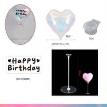 18 Inch Iridescent Heart, Star, Round Foil Balloons With Fish Tail Ribbon And Balloon Stand, Suitable For Birthday, Wedding, Aesthetic Photo Booth Decoration - View 2