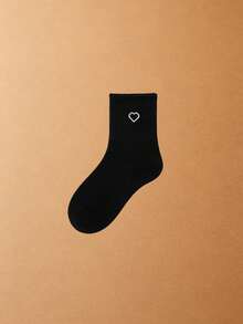 1/3/5 Pairs Men's Mid-Calf Socks, Black & White Heart Pattern Socks, Unisex Sports Socks, Korean Style Versatile Black & White Heart Mid-Calf Socks, All-Season Wear, Soft & Breathable, Skin-Friendly & Comfortable, High Elasticity, Moisture-Wicking & Sweat-Absorbing, Durable & Non-Tight; Suitable For Daily Commute, Casual Wear, Basketball, Cycling, Hiking, Running And Other Sports, Sports Socks, Fitness Training Socks. - Multicolor - View 14