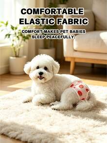 Pet Period-Specific Fruit Pattern Sanitary Pants Are Made Of Soft And Highly Elastic Milk Silk Fabric, Featuring A Cute Strawberry Pattern Design. They Are Period- And Anti-Disturbance Pants, Suitable For Small And Medium-Sized Pets - Red - View 5