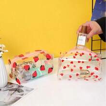 1pc Transparent Waterproof PVC Storage Bag, Large Capacity Fruit & Floral Pattern Pencil Case, Multi-Function Portable Stationery & Cosmetic Organizer, Back To School Daily Travel Holiday Mini Gift - Multicolor - View 9