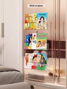 1/2/4/6pcs, No-Drill Wall-Mounted Book Storage Rack, Strong Load-Bearing Transparent Bookshelf, Large Capacity Wear-Resistant And Drop-Resistant Display Rack - Large Capacity, No-Drill, Strong Load-Bearing, Wear-Resistant And Drop-Resistant, Suitable For Office Document And Reading Material Storage, Bedroom Book Display And Organization, Study Room Figurine And Picture Book Display, Living Room Decorative Item Display, Rental Wall Space Expansion, Student Dormitory Book Storage. Large Capacity Space-Saving Office Storage Rack, Strong Load-Bearing Durable Bedroom Furniture Bookshelf, No-Drill Stable Wall-Mounted Storage Rack, Transparent And Beautiful Room Decoration Display Rack, Random Style. - Multicolor - View 9