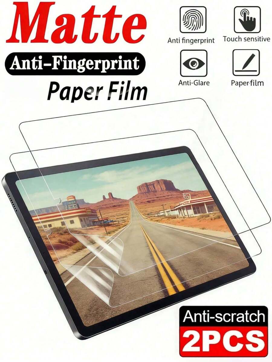 2pcs Matte Paper-Like Anti-Glare Anti-Fingerprint Tablet Screen Protector Film, Compatible With Samsung Galaxy Tab S11 S10FE S9 S8 Plus 11 Inch 12.4 Inch 8.7 Inch A9 A9+ A11 A11+, Anti-Explosion Anti-Scratch Handwriting Film, Office/Drawing Protection Film, Soft Film