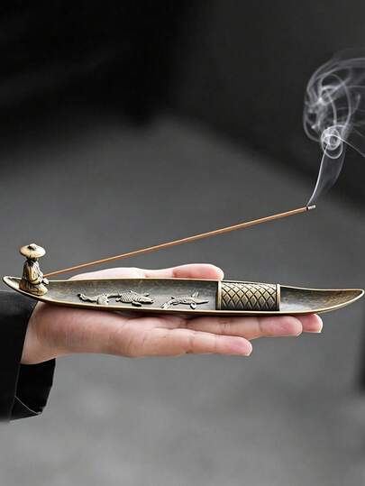موقد بخور معدني على شكل صياد، موقد ديكور منزلي للعلاج بالروائح، موقد بخور زين، مناسب للعلاج بالروائح والتأمل، موقد بخور على شكل صياد بخط الصيد، موقد بخور من سبيكة معدنية، موقد بخور لحفل الشاي، موقد بخور منزلي داخلي