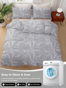 Ensemble de housse de couette 2/3 pièces avec imprimé de branche, linge de lit en microfibre doux et respirant, housse de couette lavable en machine facile à entretenir pour toutes les saisons pour lits simples, doubles, queen et king, décoration de chambre moderne et fraîche pour la maison, le dortoir, la chambre d'amis ou en cadeau - Multicolore - Voir 10