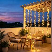1PC 2M/6.56Ft 20LEDS New Simulation Hanging Plant, Pink Roland Eucalyptus Leaf Vine Light String, Fairy String Light. Suitable For Wedding Party Decoration, Christmas, Table Decoration, Holiday Gifts, Battery Box Power Supply (Battery Not Included) - Pink - View 8