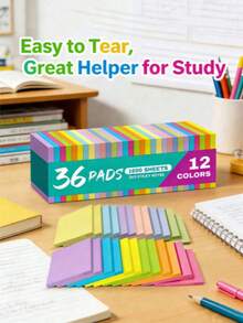 8pcs Square Self-Adhesive Memo Pads, Fluorescent Colorful Sticky Notes, Student Note Strips, Reusable, Aesthetic Macaron Bright Solid Color Minimalist Design, Premium Thick Paper Material, Strong Adhesion Firm Attachment Without Peeling, Back To School Supplies - one-size - View 2