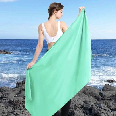 1PC/2PCS Double-Sided Microfiber Quick-Dry Sports Fitness Towel, Mint Green, Absorbent, Sweat-Wicking, Sand-Resistant, Portable Yoga Swimming Hiking Towel
