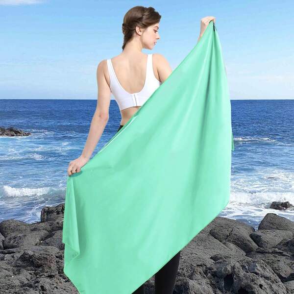1PC/2PCS Double-Sided Microfiber Quick-Dry Sports Fitness Towel, Mint Green, Absorbent, Sweat-Wicking, Sand-Resistant, Portable Yoga Swimming Hiking Towel
