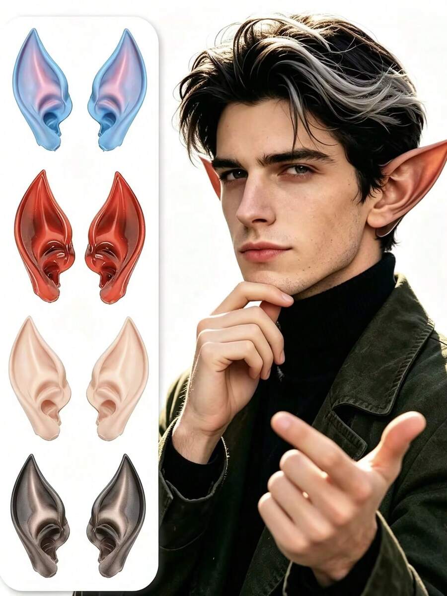 1Pair D EXCEED Makeup Costume Accessories Elf Ears Fairy Ears For Unisex Halloween Cosplay Party Dance Stage Performance Music Festival