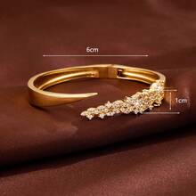 1pc Exquisite Wheat Ear Shaped Open Adjustable Design Cubic Zirconia Inlaid Women's Bracelet - Multicolor - View 9