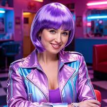 1Pc Forever & Moment Multi-Color Optional Short Bangs Bobo Wig Versatile Hair Wig Daily Party Hairpiece For 80s Party Music Festival Cosplay Halloween - Multicolor - View 4