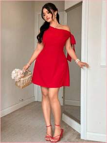 Plus Size Dresses - Red - View 7