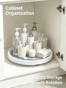 Lazy Susan Organizer, Rotating Turntable For Cabinet, Kitchen Cabinet Storage Holder, Household Cabinet Organization Accessories -White/Gray - Multicolor - View 1