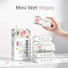 Rose Pattern EDI Pure Water Cleaning Wet Wipes, Portable Small Pack Hand And Mouth Cleaning Wipes - Multicolor - View 3