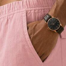 Set Of 3 Premium Linen Shorts For Men - Luxury Beachwear - Gold - View 3