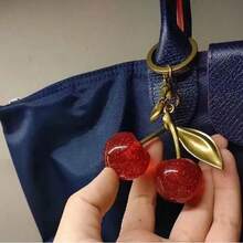 Unique Shiny Cherry Shaped Pendant Keychain, Cherry Decor Keychain With Buckle, Portable Bag Charm Accessory, Suitable For Cute Home Decor And Accessories, Warm Autumn Home Decor, Modern Office Decor, Holiday Christmas Home Decor, Elegant - Multicolor - View 7