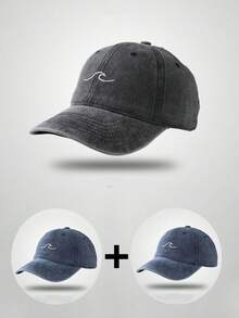 New Vintage Distressed Wavy Pattern Embroidery Baseball Cap, Casual Wave Design Sun Hat For Students And Couples - Multicolor - View 32