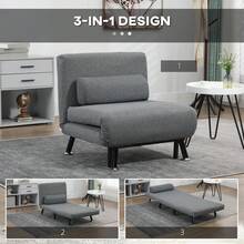 Silla Cama Plegable con Respaldo Ajustable, Color Gris Oscuro, Disponible en Sitio - Gris oscuro + Acero - Ver 6