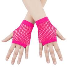 1 Pair Women Short Fishnet Fingerless Mesh Gloves, Gothic Punk Stretch Arm Warmers, Breathable Sun Protection Gloves For Nightclub Party Costume - Multicolor - View 10