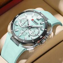 CURREN Men's Watch Luxury Sports Quartz Chronograph Waterproof Silicone Strap Luminous Automatic Date Wristwatch - Multicolor - View 1
