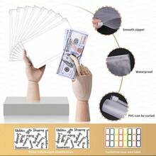 大理石風（貝殼）+ 8個拉鍊口袋 + A6現金預算卡（12入）+ 2張英文貼紙 + 標籤貼紙（磁吸開合）A6活頁PU皮革筆記本 - 彩色 - 查看 10