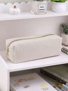1pc Minimalist Solid Color Mesh Multi-Function Pencil Case, Diamond Large Capacity Pen Bag, Desktop Stationery Storage Box, Makeup Bag, Suitable For School, Classroom, Middle School And High School Students, Back To School Season, Graduation Season Gift, Christmas Party Gift - Multicolor - View 1