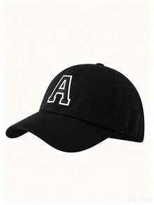 1pc Solid Color Open Back Ponytail Baseball Cap With26 Letters, Women Fashion Sports Sun Hat ForOutdoor UV Protection - Black Label - Black Ponytail Hat - View 3