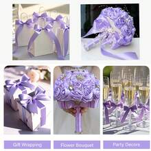 1 Rollo de Cinta de Satén de Poliéster para Cajas de Regalo, Cajas de Caramelos, Decoración Floral, Material DIY para Rosas Hechas a Mano, Cinta para Envolver Regalos de Vacaciones (Teñida a Máquina, Ligera Diferencia de Color) - Morado - Ver 3