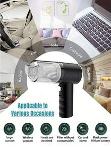This Compact And Portable Vacuum Cleaner Features Powerful Suction, A Built-In 1800mAh Type-C Rechargeable Battery, Low-Noise Air Purification Function, And Comes With Multiple Nozzle Attachments, Making It Perfect For Car Cleaning, Keyboard Cleaning, And Home Cleaning. - A - View 6