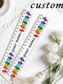 Personalized Custom Name Transparent Ruler - Vibrant Pattern, Durable, Lightweight And Fade-Resistant. Suitable For Office, Home And Study. Perfect Gift For Graduation, Back To School, Christmas And Birthday - Multicolor - View 5