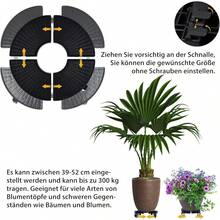 Verstellbarer Pflanzenroller für Innen- und Außenbereich, 39-52cm Blumen- und Pflanzenständer mit 360° drehbaren Rollen, stabile Tragkraft bis 300kg, Schwarz - Schwarz - Übersicht 4