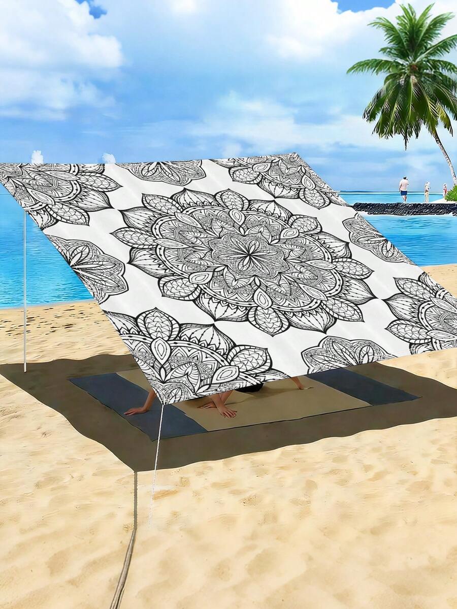 1 chiếc lều cắm trại ngoài trời in 2D, vải che nắng họa tiết Mandala, mái che nắng và bạt cắm trại leo núi, có thể giặt được, phù hợp cho nhiều bối cảnh như vườn, cắm trại, bãi biển, không bao gồm cọc chống - Nhiều màu - Xem 1
