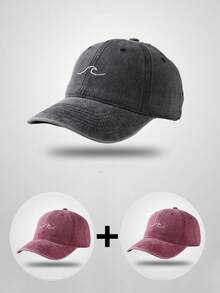 New Vintage Distressed Wavy Pattern Embroidery Baseball Cap, Casual Wave Design Sun Hat For Students And Couples - Multicolor - View 28