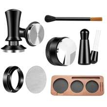 7 Pcs Espresso Tamper Tools Accessories Kit For Coffee WDT Tool Accessories Set Coffee Tamper Set With Wood Espresso Tamping Station Distributor Dosing Funnel Stirrer Brush Puck Screen - 54mm - View 3