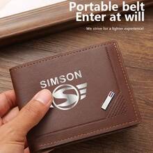 SIMSON Metal Logo Men's Bifold Wallet PU Leather Short Wallet With Card Slots - Multicolor - View 2