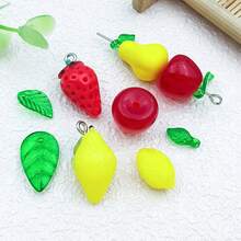 50 hạt acrylic hình lá trái cây nhiều màu làm trang sức DIY, charm cho hoa tai, vòng tay và dây chuyền - Nhiều màu - Xem 4