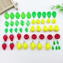 50 hạt acrylic hình lá trái cây nhiều màu làm trang sức DIY, charm cho hoa tai, vòng tay và dây chuyền - Nhiều màu - Xem 10