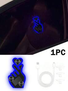 Solar Powered Car Finger Gesture Light, Colorful LED Heart Hand Window Decor Lamp, Suction Cup Auto Rear Window Neon Light, Funny Car Exterior Interior Modification Accessory, Multi‑Color Flashing Car Decoration Light - Multicolor - View 12