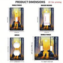 1pc Bears In Sunlit Forest Glow Light Switch & Outlet Cover - 2D Flat Printing Nature-Themed Decor, Easy Install No Wiring/Battery, Durable High-Quality Material Home & Office, Bear Home Decor, Office Decoration,  Wildlife Scene, Natureinspired - Double Toggle 11.5cm*11.5cm - View 4