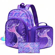 Sequin Unicorn Backpack, 3pcs Mermaid Backpack Set, Best Back To School Gift, 16 Inch Student Shoulder Bag, Pencil Case - Multicolor - View 6