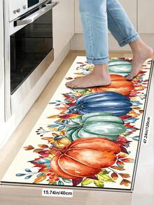 1/2pcs Thanksgiving Multi-Color Pumpkin Pattern Kitchen Decor Rug, Autumn Kitchen Carpet And Mat, Non-Slip Washable Absorbent Kitchen Accessories Decorative Mat, Thanksgiving Holiday Gift! - Multicolor - View 13