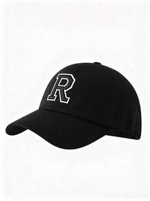 1pc Solid Color Open Back Ponytail Baseball Cap With26 Letters, Women Fashion Sports Sun Hat ForOutdoor UV Protection - Black Label - Black Ponytail Hat - View 28