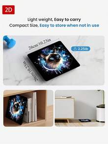 1pc Body Weight Scale/Cat Scale/Sky & Moon Pattern/Backlit LED Display/High Precision/Max Capacity 400lbs/180kg/Tempered Glass Surface/Temperature Detection - A - View 5