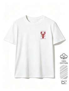 This Loose-Fitting Cotton T-Shirt With Dropped Shoulders Features A - Pattern. Vintage-College-Style, Comfortable And. Summer Casual - 白色 - 查看 3