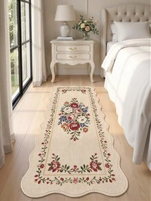 DAJIANG 1pc Red Rose Wavy Scalloped Edge Long Runner Rug, Suitable For Bathroom, Kitchen, Outdoor, Hallway, Bedroom, Living Room, Machine Washable Easy To Clean Non-Slip Entry Mat, Bedroom Decor Carpet Accessory - Multicolor - View 2